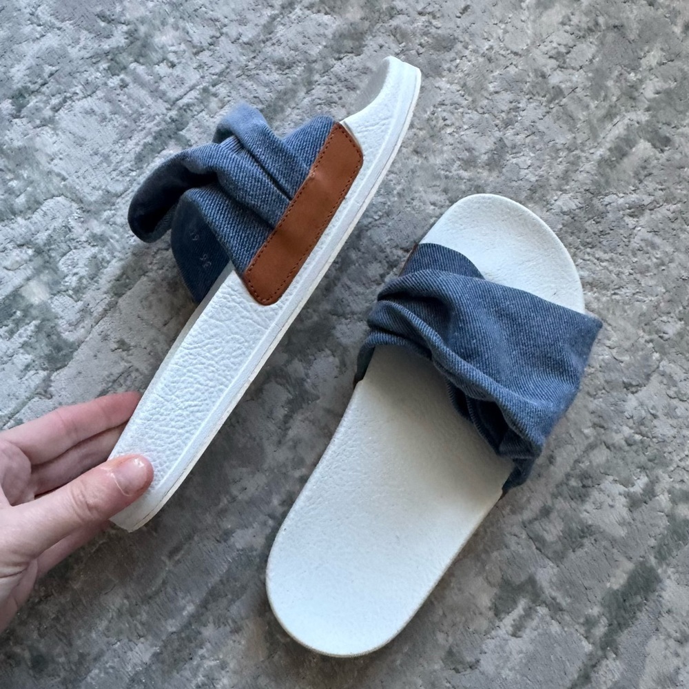 Robert Clergerie Paris Wendy Denim Pool Sandals Women’s US 6/6.5 Designer Slides - Picture 6 of 13